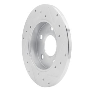 Buick LaCrosse Brake Rotor (1) - Rear Left - R1 Concepts - Drilled & Slotted - Silver - `04-`16